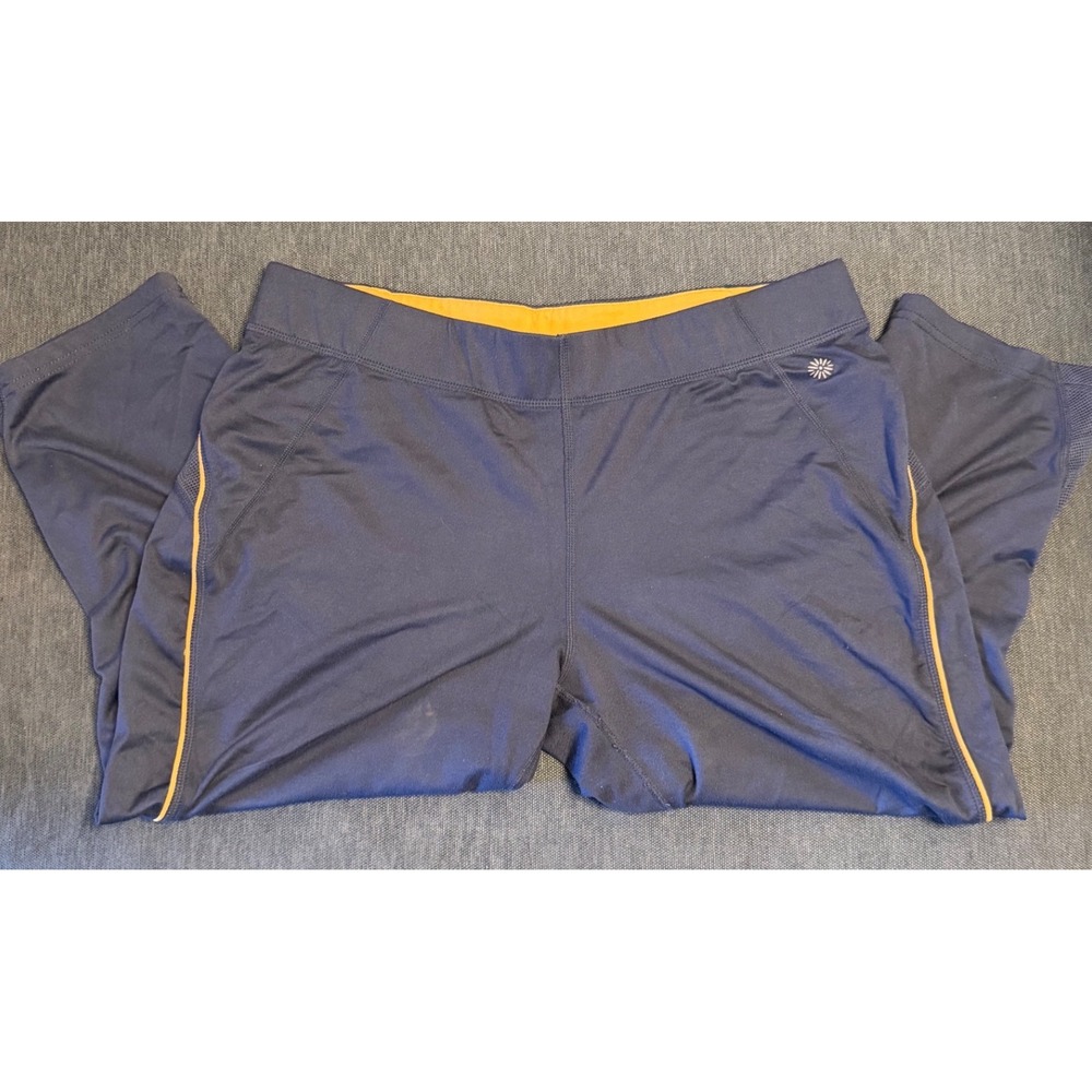 Tangerine Womens Activewear Leggings Large Blue‎ Orange Mesh Crop Yoga Pants
